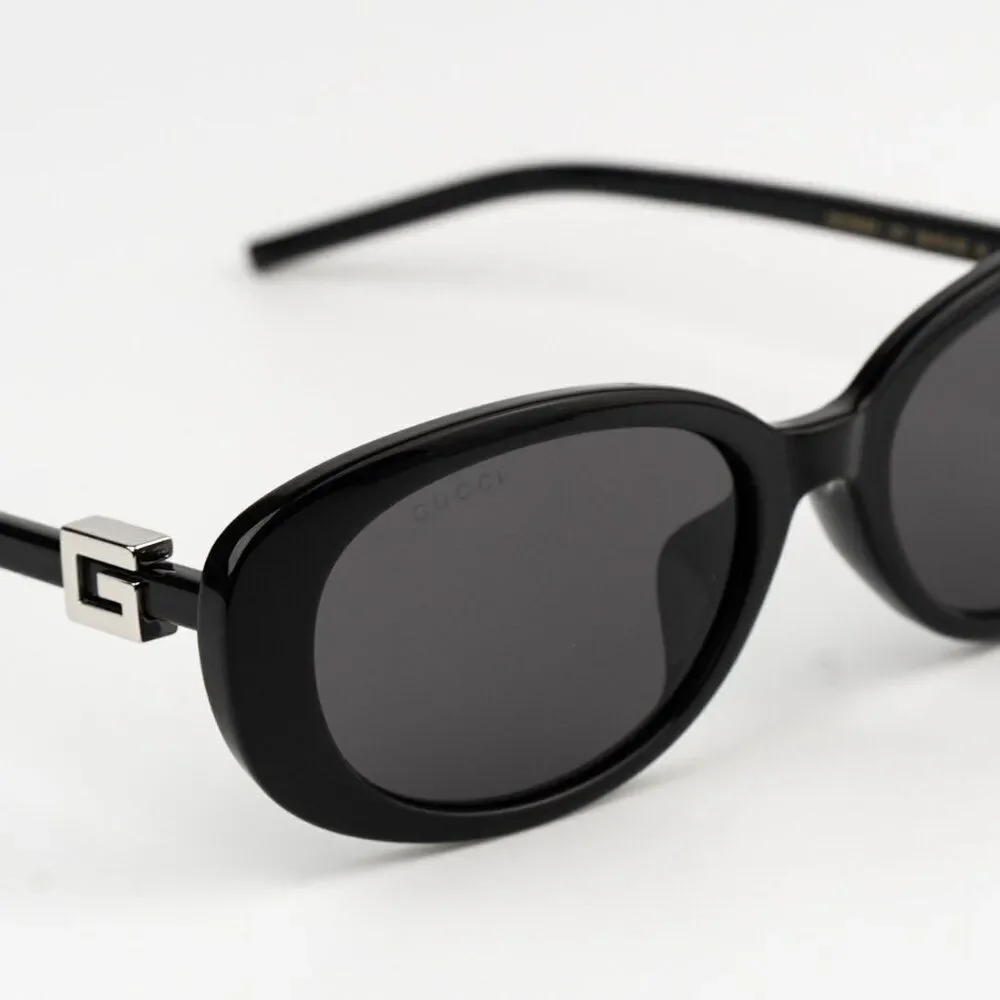 NEW Gucci GG1684SA 001 Black Grey Unisex Oval Sunglasses GG 1684SA